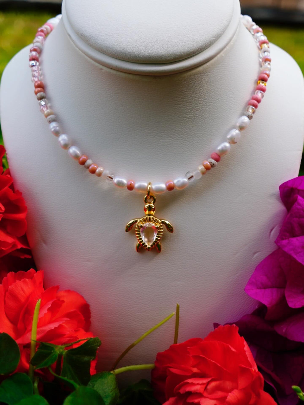 Blush Pearl Turtle Necklace