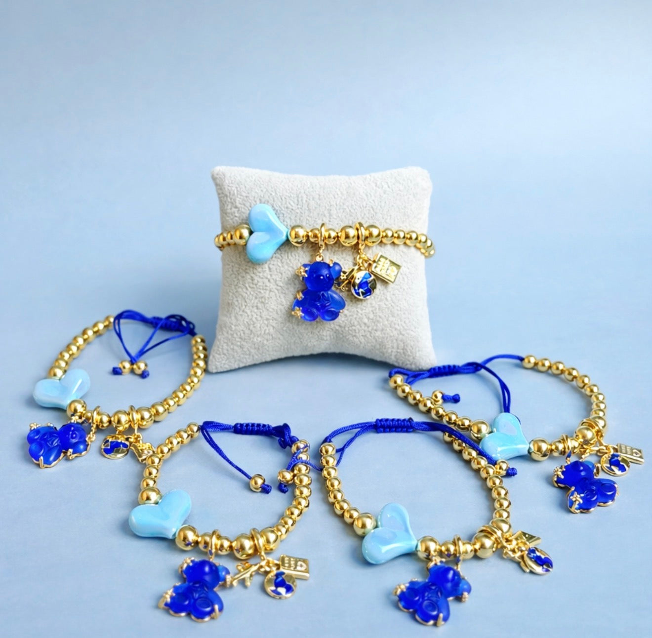 The Voyager Bracelet: 18k Gold Plated & Azure Bear ✈️🧸