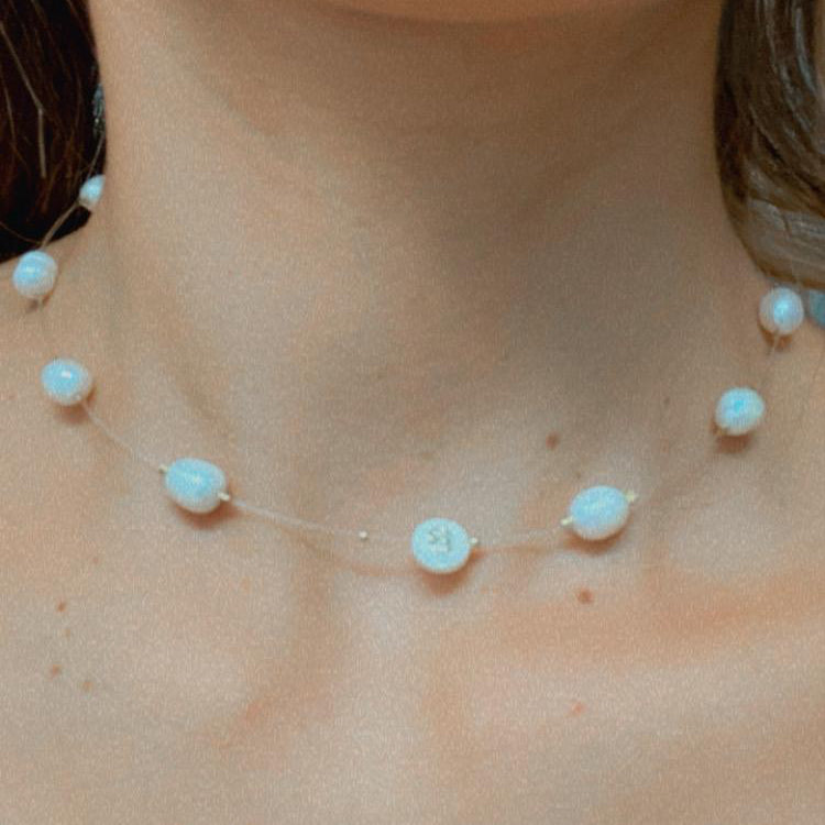 Invisible Pear- Perlas Reales en Hilo de Cristal