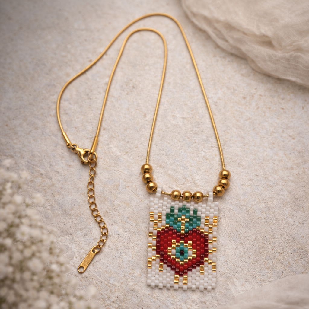Sacred Heart Beaded Necklace