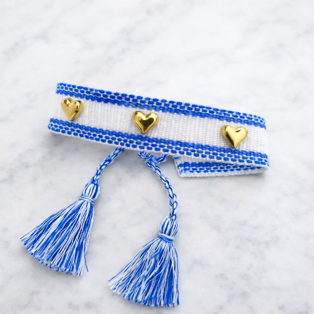 Blue Heart Woven Bracelet