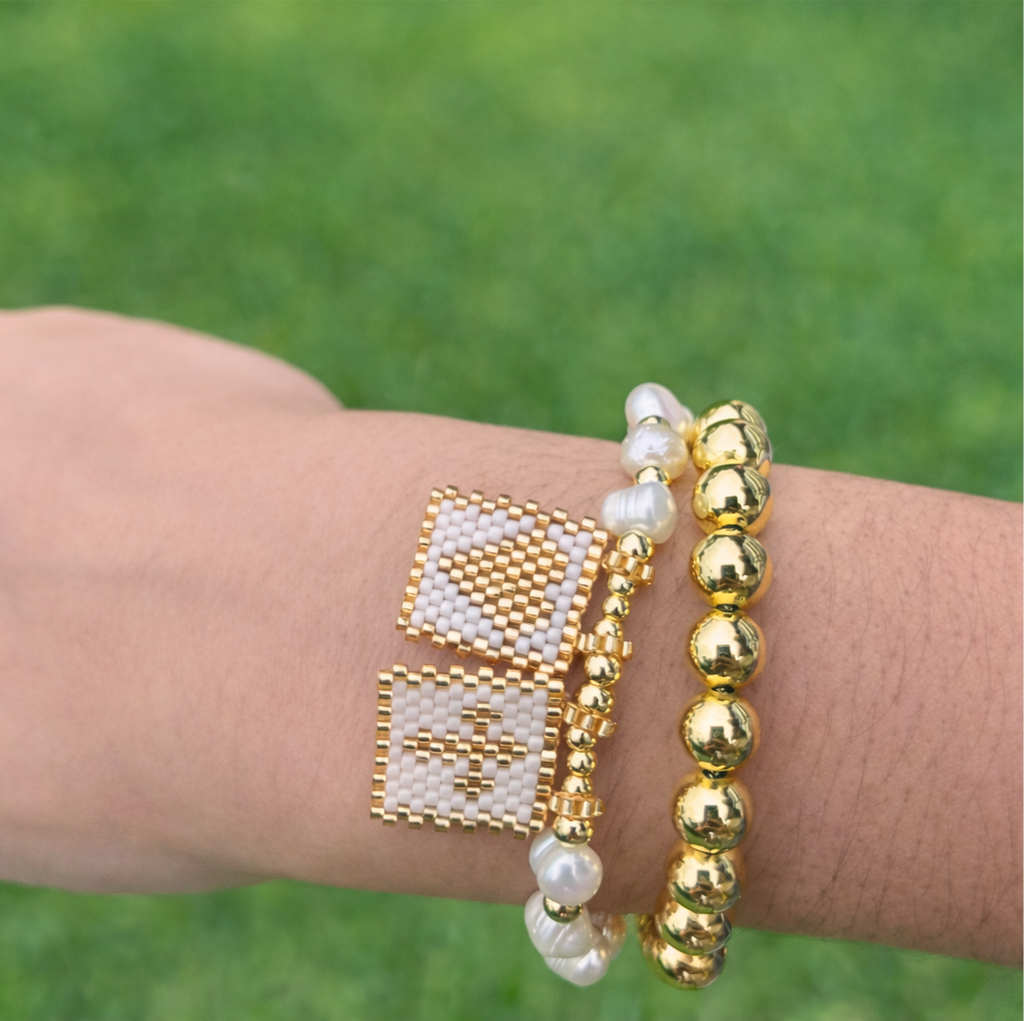 Golden Pearl Bracelet Set