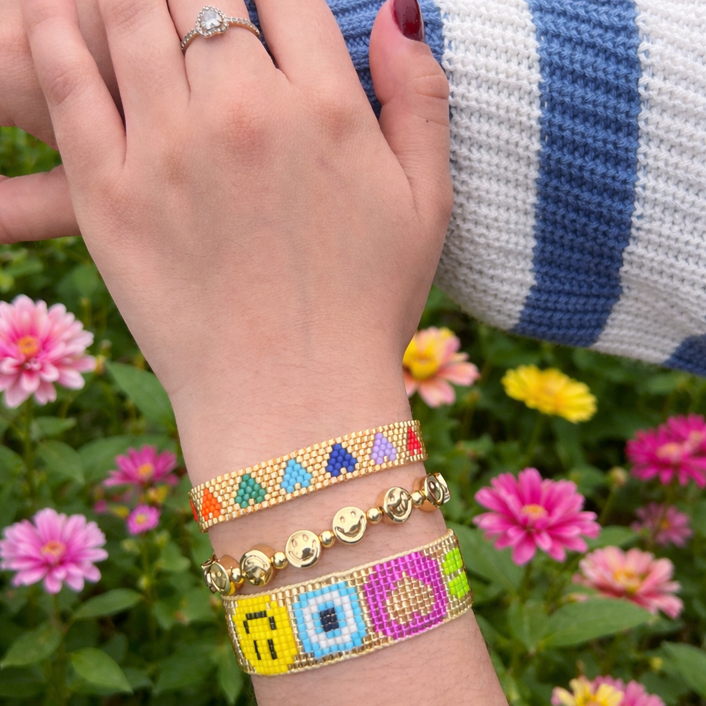 Colorful Heart Beaded Bracelet Set