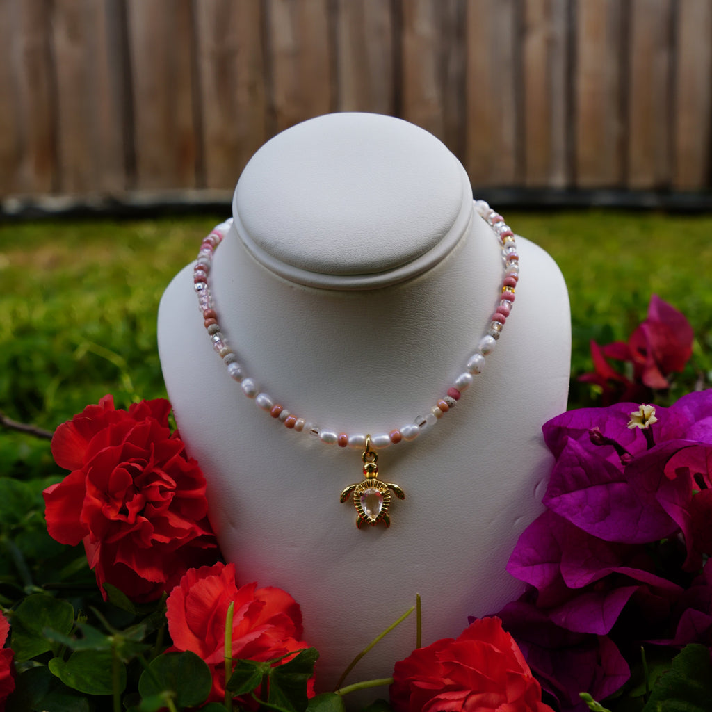 Blush Pearl Turtle Necklace