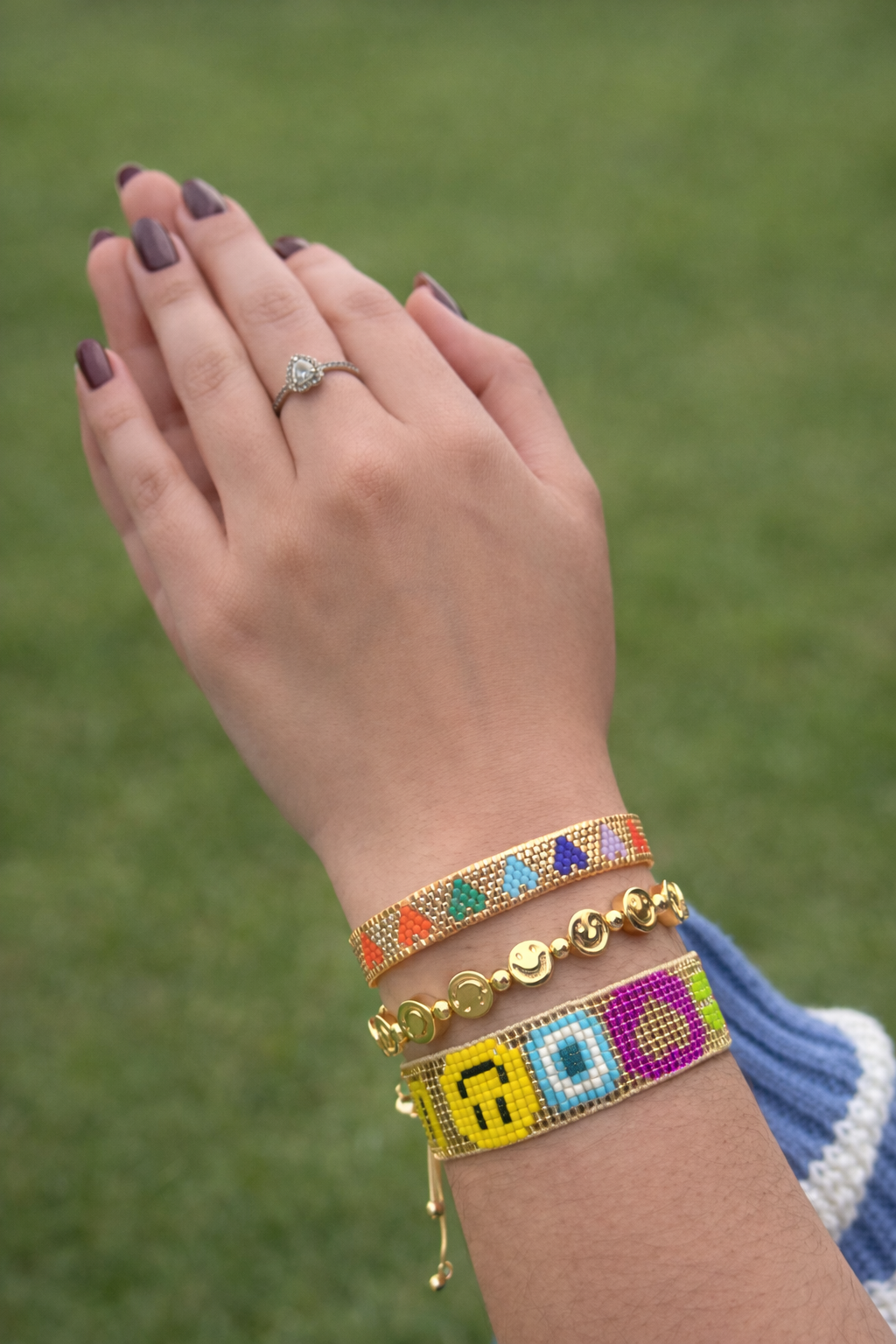 Colorful Heart Beaded Bracelet Set